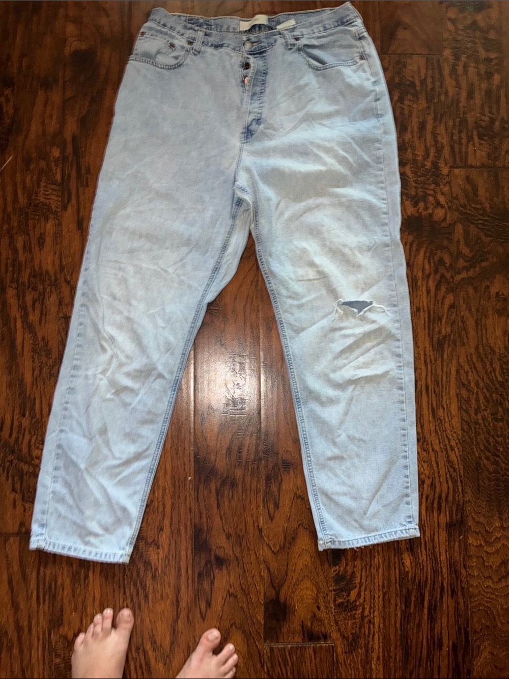 GAP Light Blue Straight Leg Jeans with Knee Rip